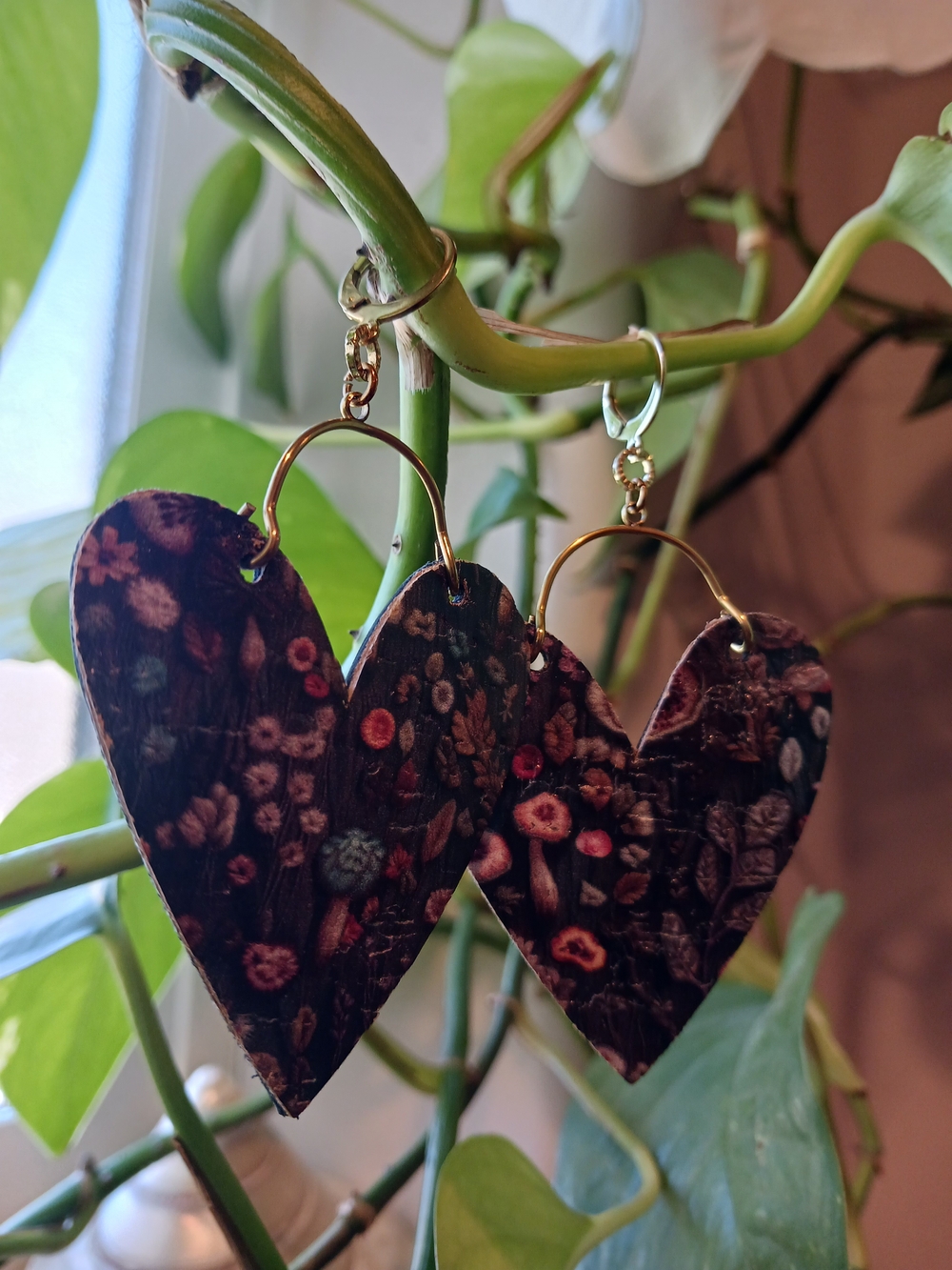 Handcrafted - Leather Heart Drop Earrings